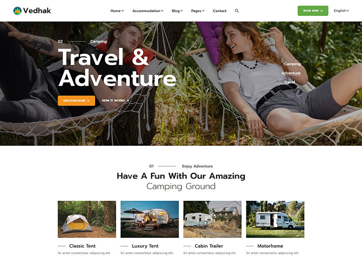 響應(yīng)式戶外旅行露營HTML5網(wǎng)站源碼模板