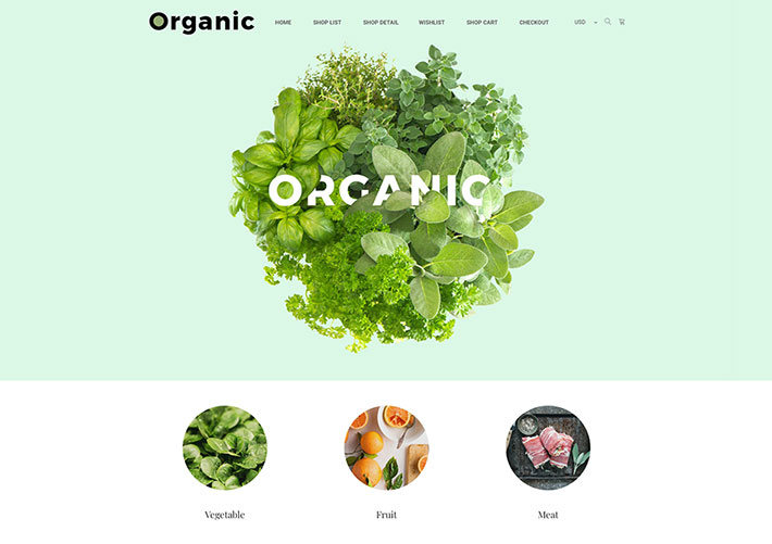 HTML5綠色有機食品電商網站源碼模板自適應
