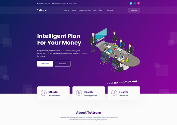 Bootstrap理財投資計劃公司網站網頁HTML源碼模板