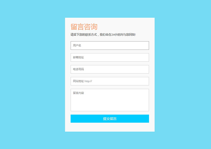 html5 css3表單提交輸入文本內容表單驗證效果代碼