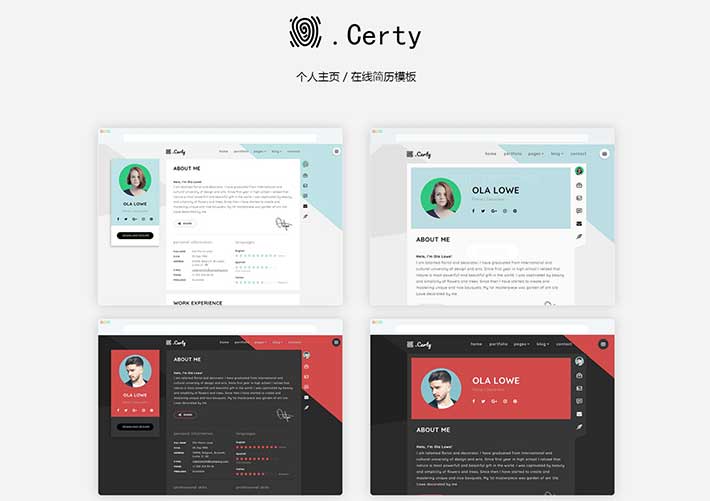 創(chuàng)意Html5在線簡歷個(gè)人主頁簡介響應(yīng)式網(wǎng)頁模板