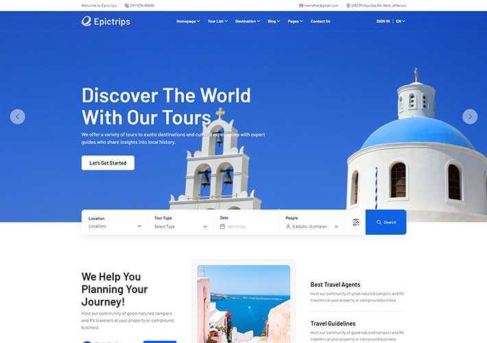 響應式旅游在線預訂網站Bootstrap企業網頁模板